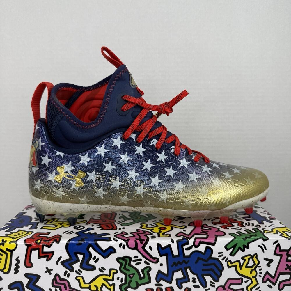 Under Armour Spotlight Lux MC LE USA Stars Men Sz 11 Football Cleats 3025366-100